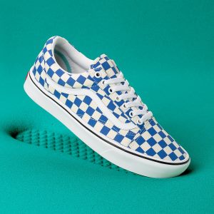 Vans Bayan Spor Ayakkabı ComfyCush Checker Old Skool Mavi/Beyaz | 68024-278